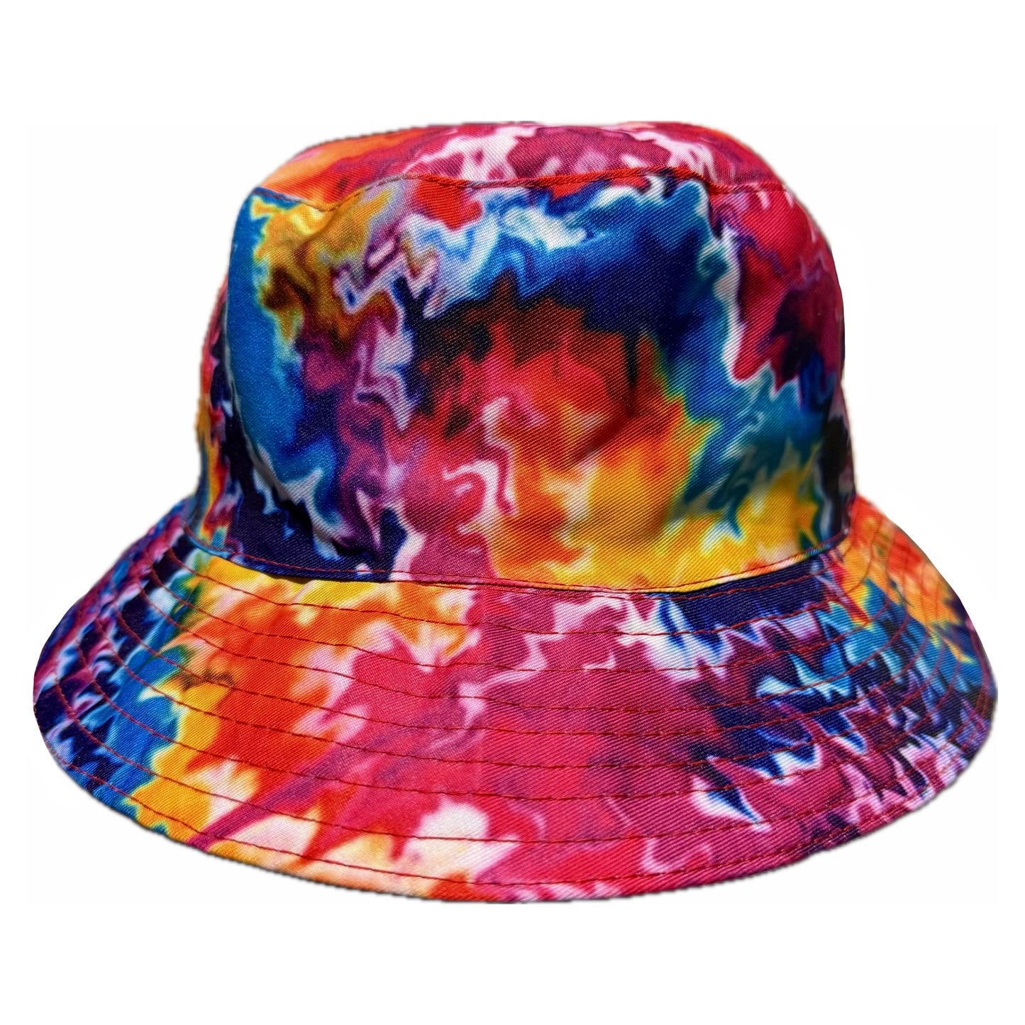 Reversible bucket hat by Drip Drop Labs with colorful patterns, designed for sun protection and casual style.