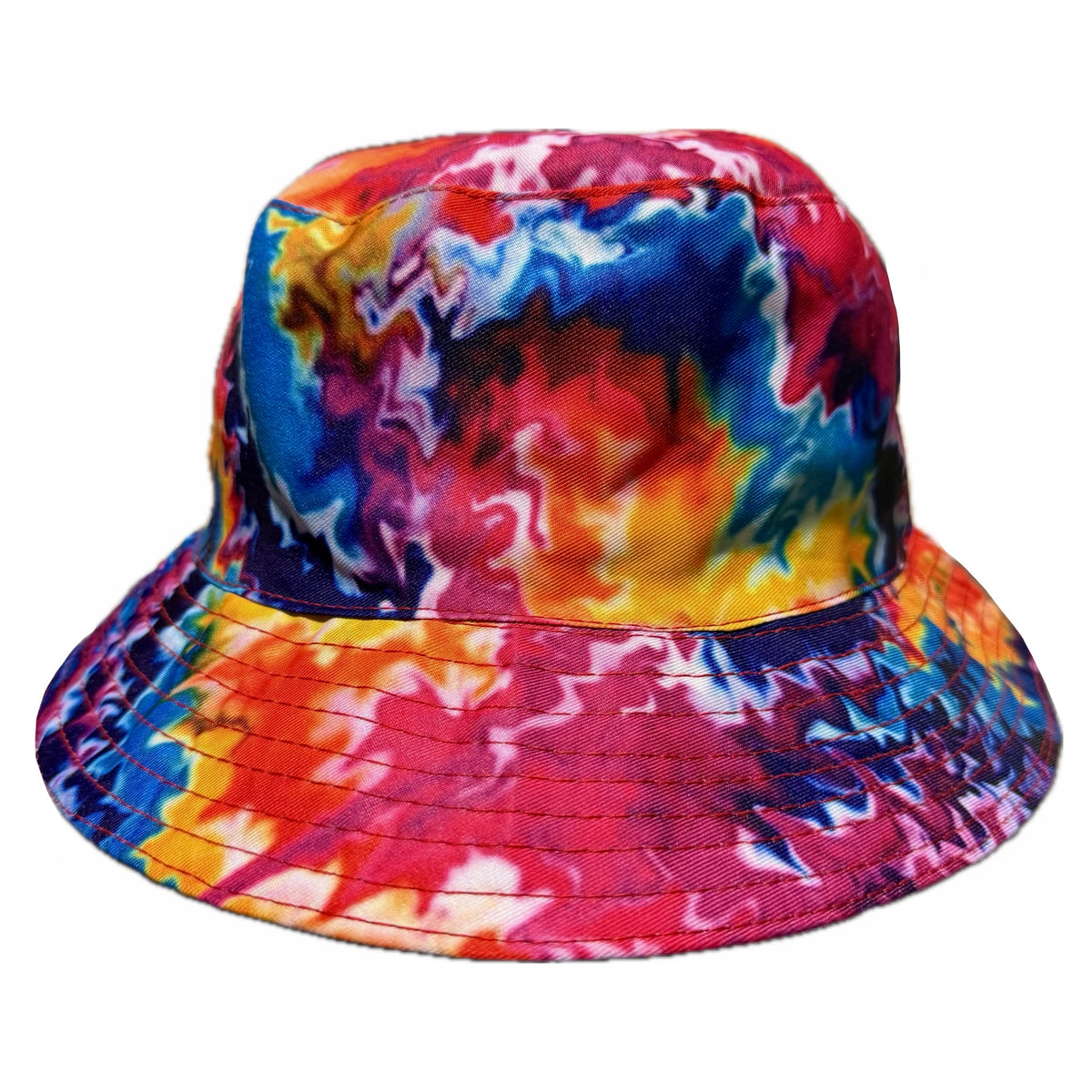 Reversible bucket hat by Drip Drop Labs with colorful patterns, designed for sun protection and casual style.