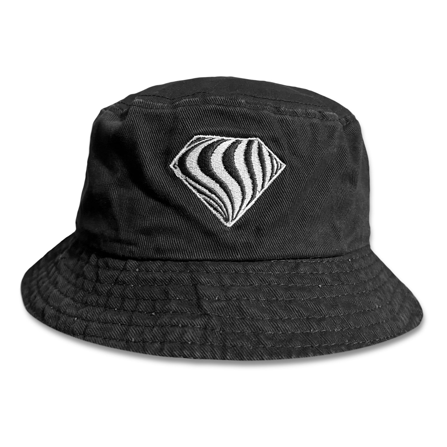 Drip Drop Labs Super Future embroidered bucket hat in vibrant colors with detailed stitching and a wide brim.