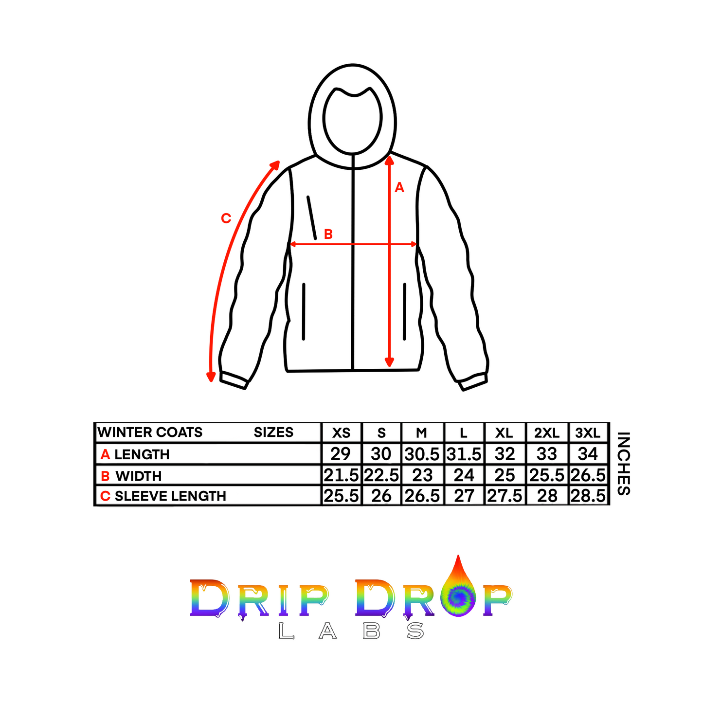 Black winter coat by Drip Drop Labs from the Super Future collection, featuring a sleek design and warm, insulated fabric.