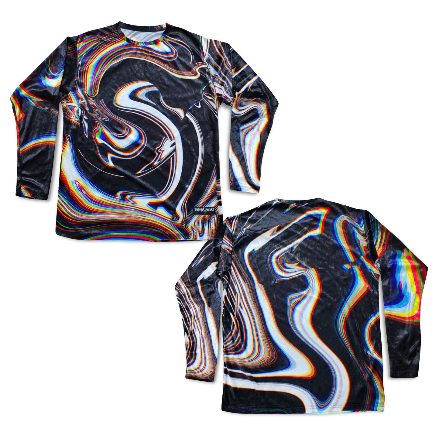 Super Future - Black Longsleeve Crushed Velvet Shirt