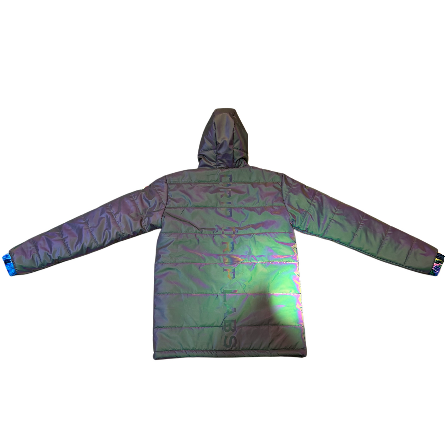Holographic Dual Reflective Puffer Jacket - EDM Winter Coat