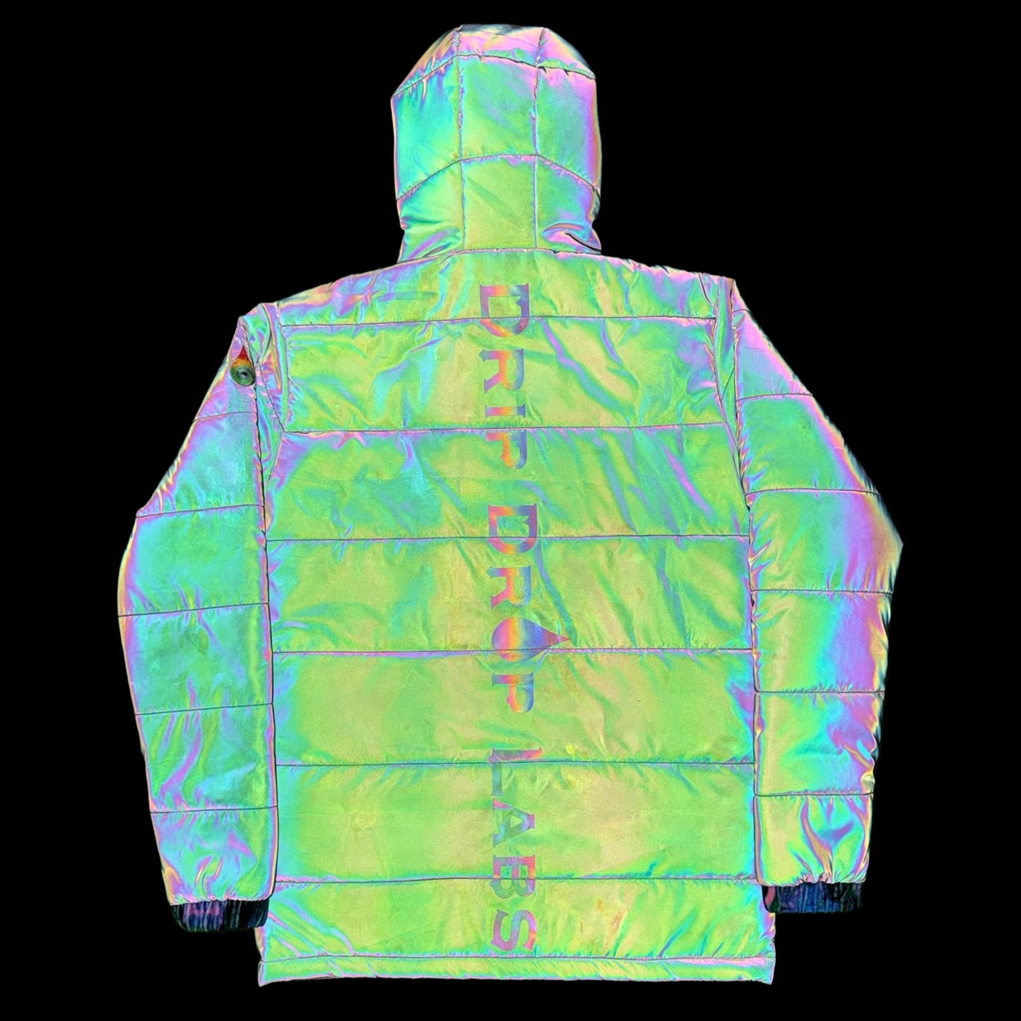Reflective Puffer Jacket - Holographic Winter Coat for Raves, Festivals & Cold Weather