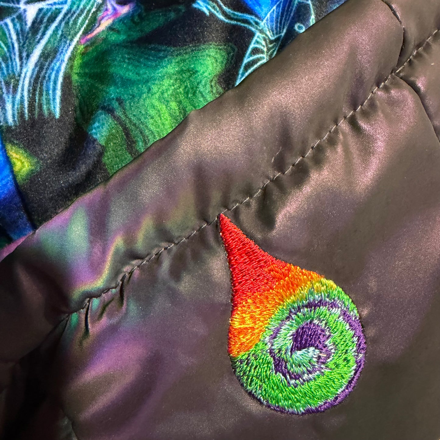 Holographic Dual Reflective Puffer Jacket - EDM Winter Coat