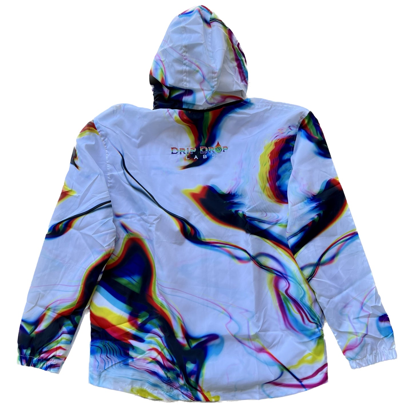 White Chromatic Drip - Zip Up Hood Windbreaker