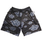 Black AK Drip Cloud Shorts by Drip Drop Labs, made from lightweight fabric with a relaxed fit and cloud pattern design.