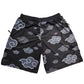 Light blue AK Drip Cloud Shorts by Drip Drop Labs featuring a relaxed fit and soft fabric, shown on a model.