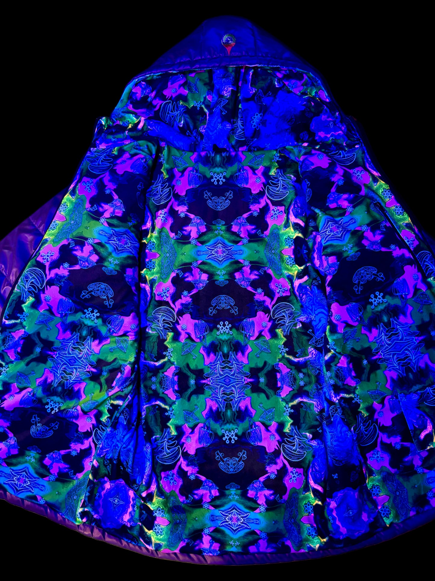 Holographic Dual Reflective Puffer Jacket - EDM Winter Coat