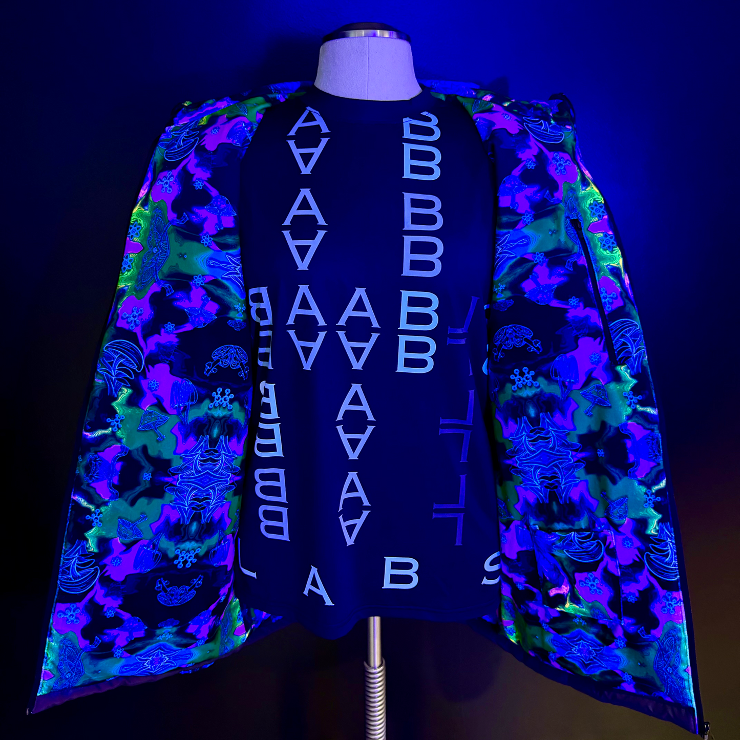 Holographic Dual Reflective Puffer Jacket - EDM Winter Coat