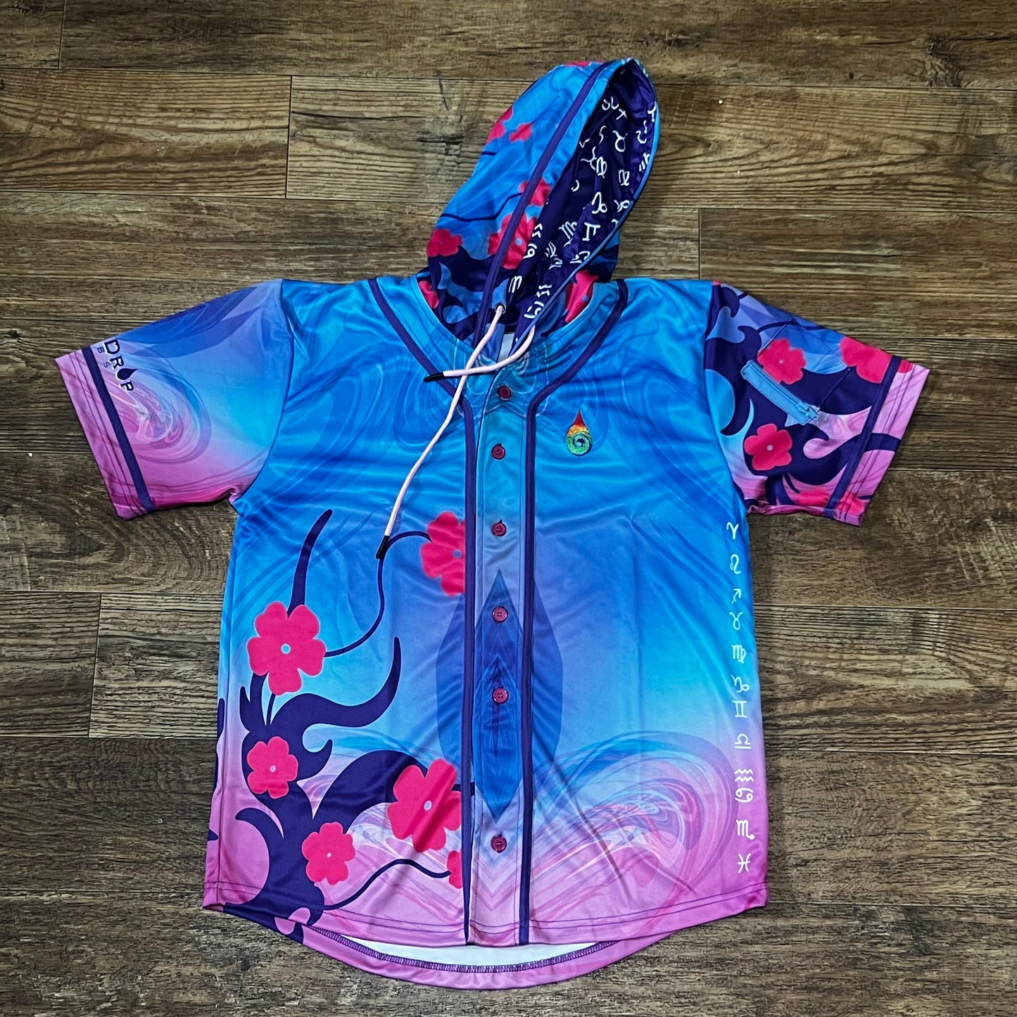 Zodiac Flower - Hooded Baseball Jersey