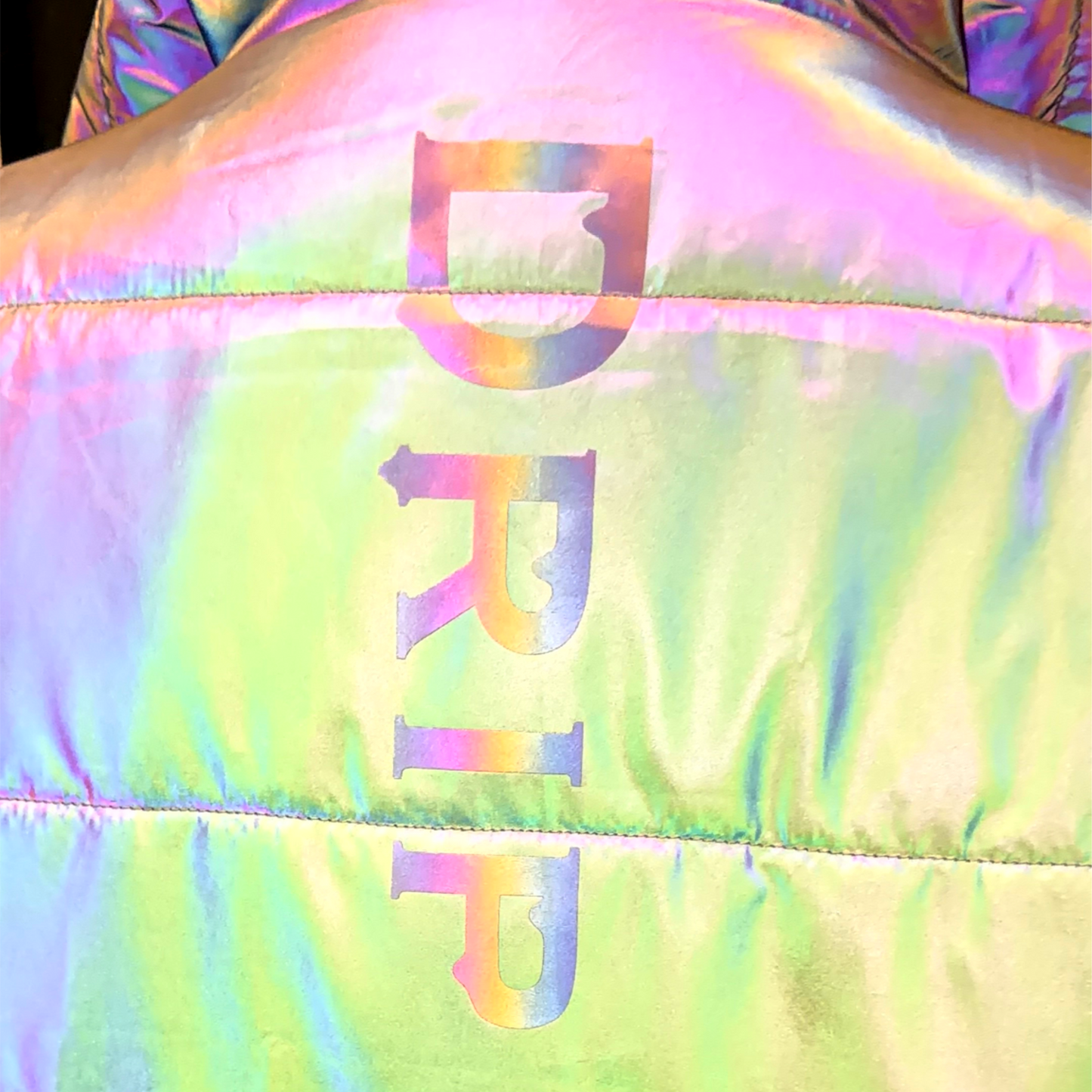 Holographic Dual Reflective Puffer Jacket - EDM Winter Coat