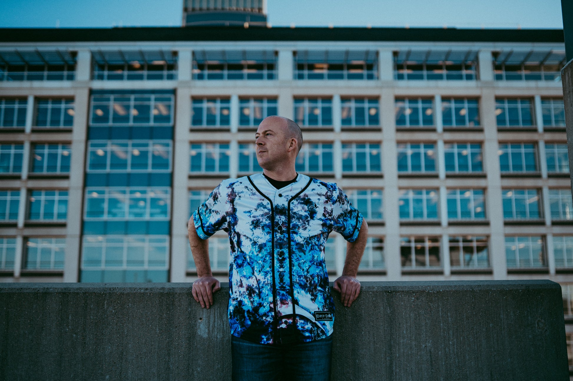 Official BLLAINE artist baseball jersey by Drip Drop Labs, featuring vibrant colors and classic sports jersey design.