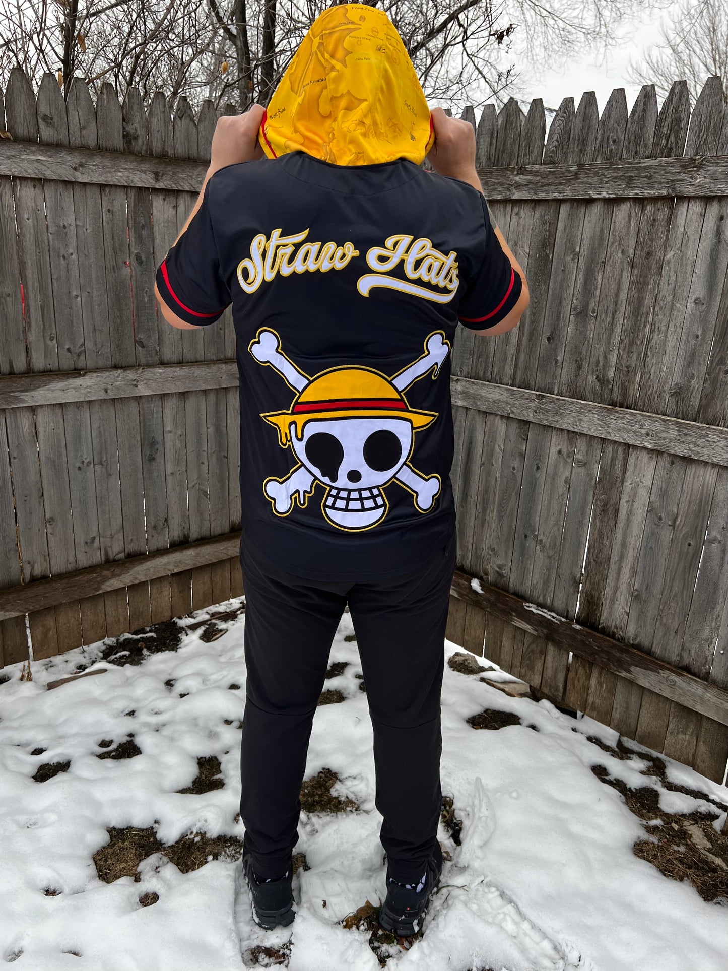 Straw Hat Drip - Hooded Baseball Jersey