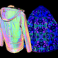 Holographic Dual Reflective Puffer Jacket - EDM Winter Coat