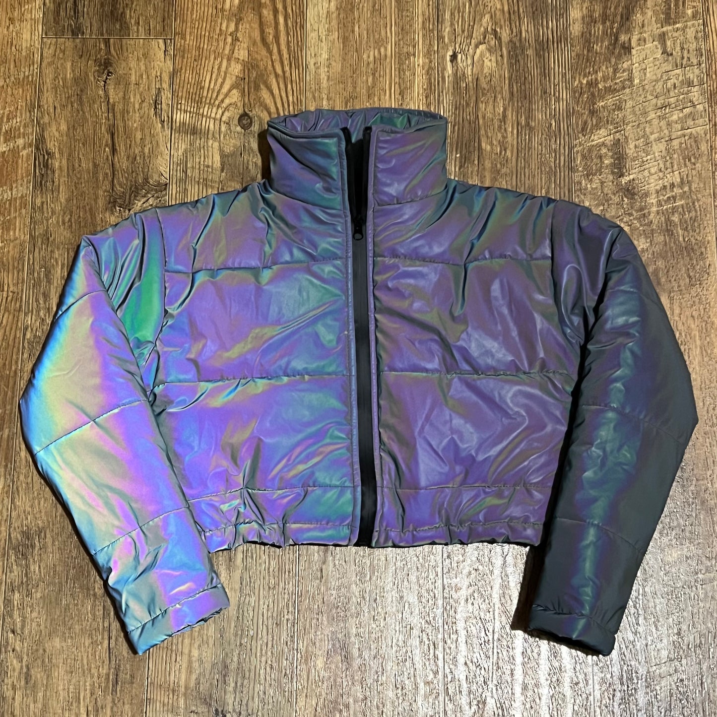 Reflective Crop Puffer Jacket