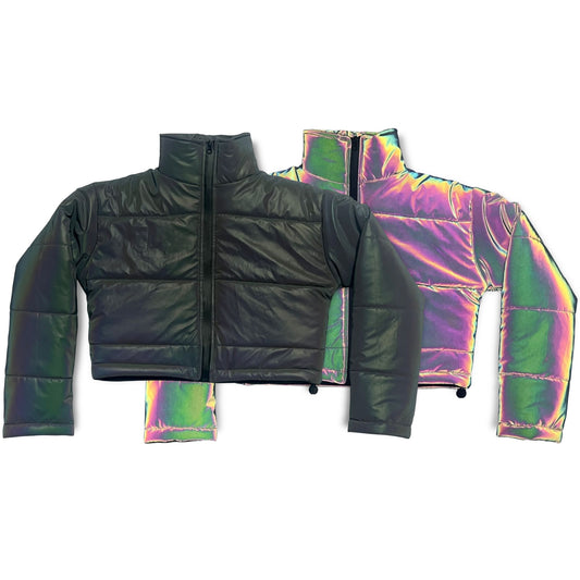 Reflective Crop Puffer Jacket