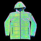 Reflective Puffer Jacket - Holographic Winter Coat for Raves, Festivals & Cold Weather
