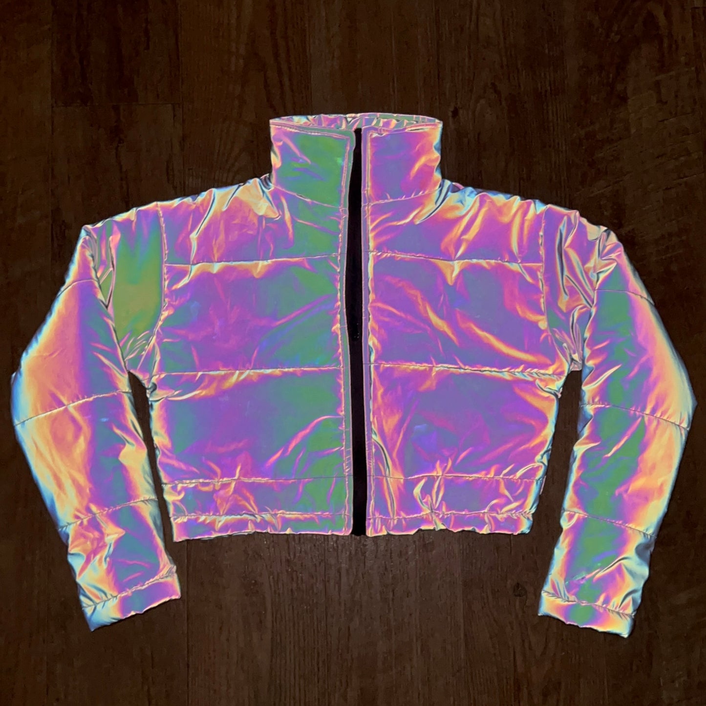 Reflective Crop Puffer Jacket