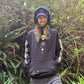 A black athletic hoodie from Drip Drop Labs featuring the "Universal Love is Key" design, casual fit, and front pouch pocket.