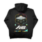 A black athletic hoodie by Drip Drop Labs featuring "Universal Love is Key" text and a graphic design on the front.