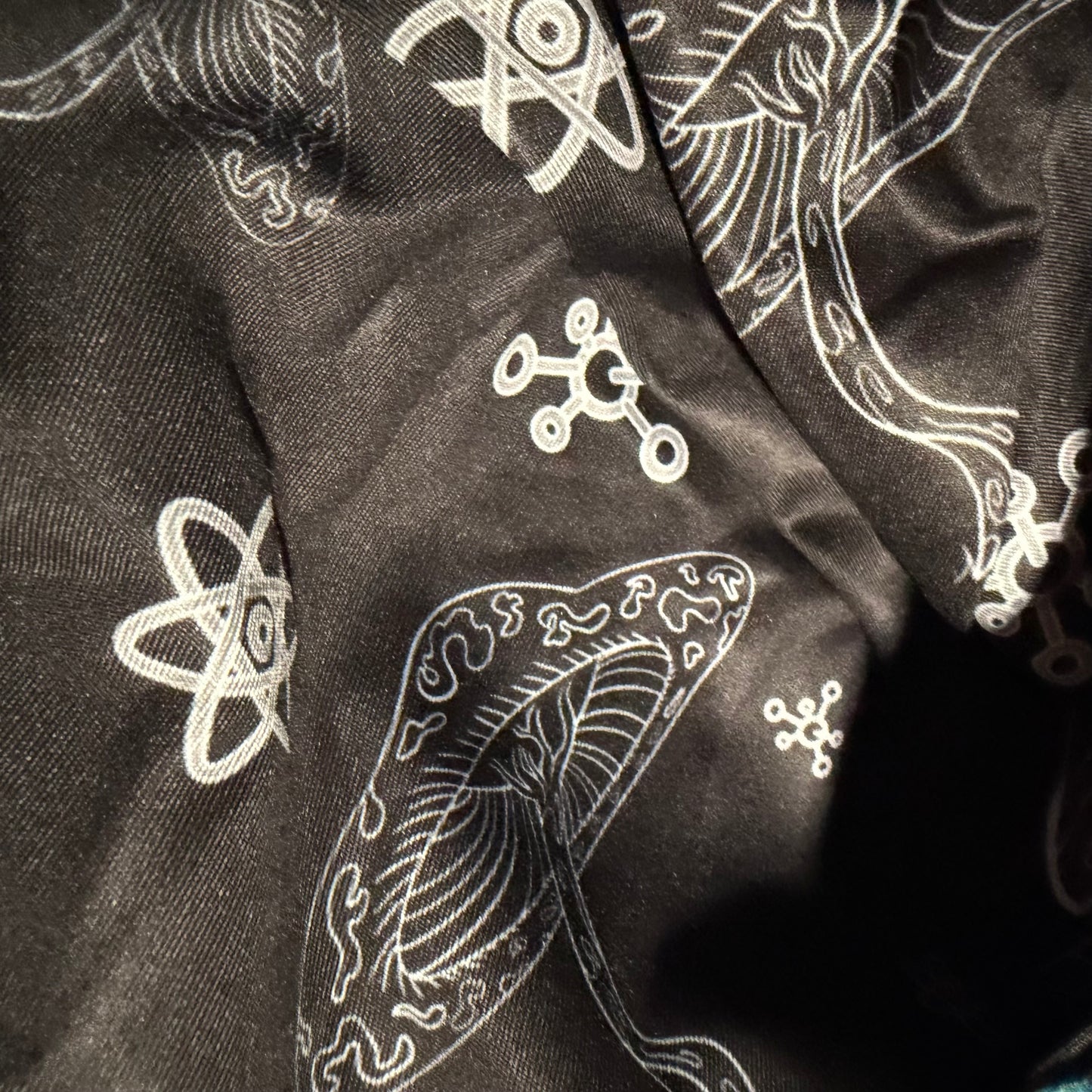 Alien Mushrooms zip-up hoodie by Drip Drop Labs featuring a vibrant mushroom graphic on a black athletic hoodie.