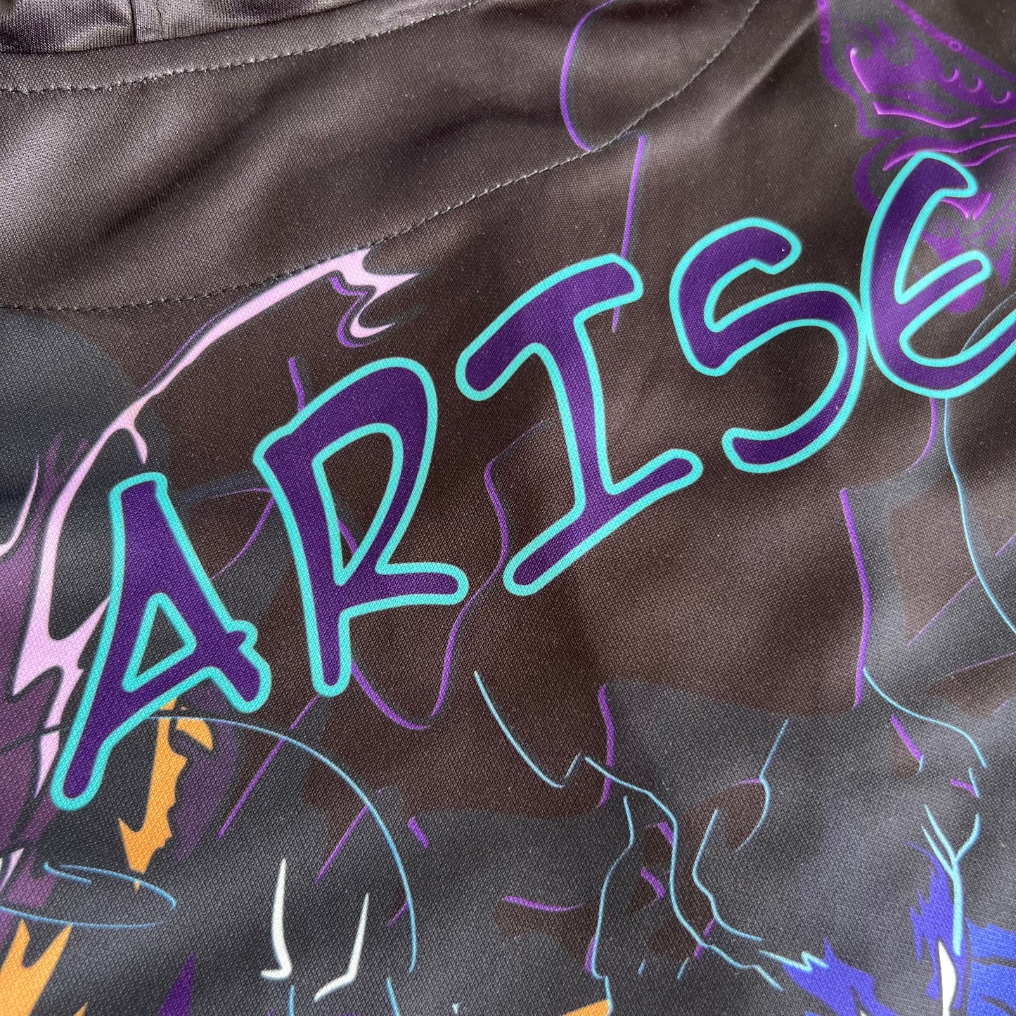Drip Drop Labs Arise hooded baseball jersey featuring a stylish design with a hood and baseball jersey style.