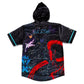 Drip Drop Labs Arise hooded baseball jersey featuring a stylish design, casual fit, and comfortable fabric for rave and sportswear.