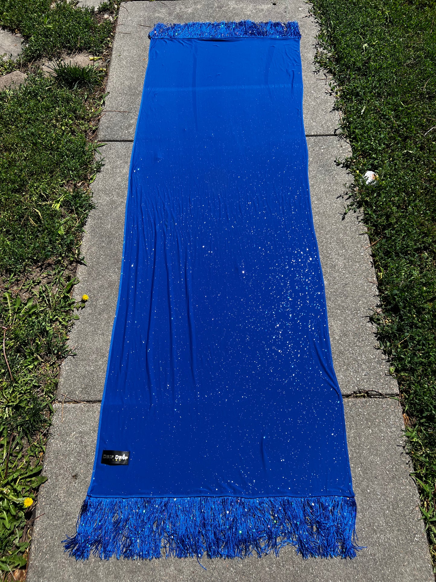 Blue Galactic Pashmina scarf by Drip Drop Labs, featuring soft fabric and cosmic-inspired design.