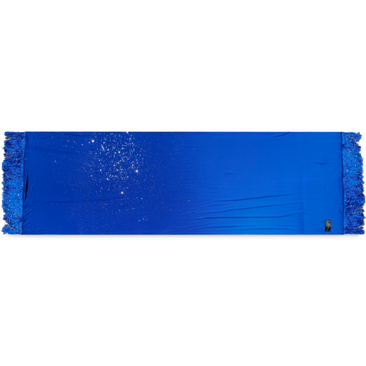 Blue Galactic Pashmina scarf by Drip Drop Labs featuring a soft, luxurious fabric with galactic pattern design.