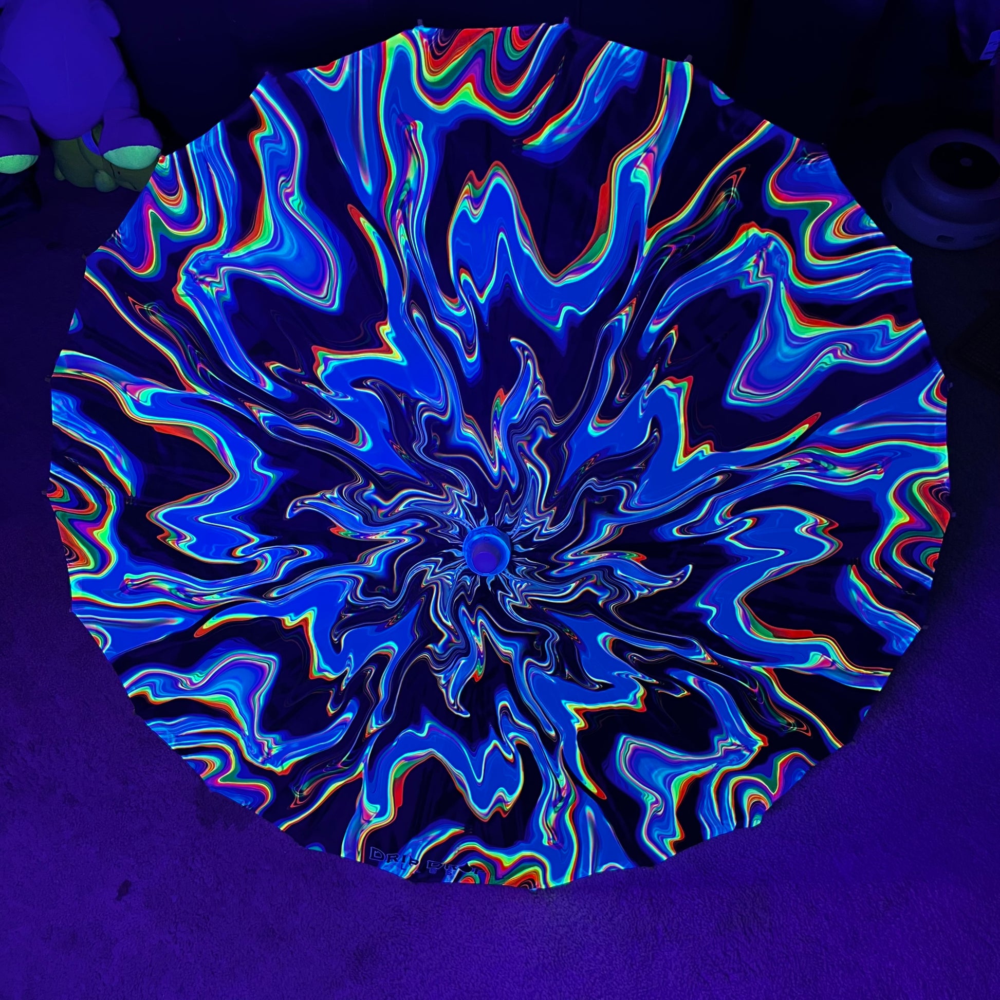Chromatic Shadow OG Parasol by Drip Drop Labs, colorful umbrella with vibrant pattern and sturdy handle for outdoor use