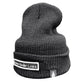 Orange Drip Drop Labs beanie with black logo patch, knit fabric, and snug fit, perfect for cold weather.