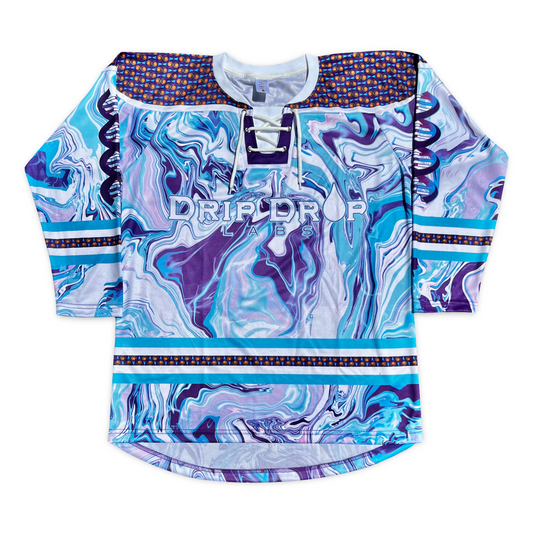 Drip Drop Labs Chill Drip Hockey Jersey featuring vibrant colors and modern design, made for comfort and style.