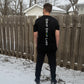 Drip Drop Labs Prism Flow Tee: black T-shirt with colorful geometric prism design on the front, casual fit, men's fashion.