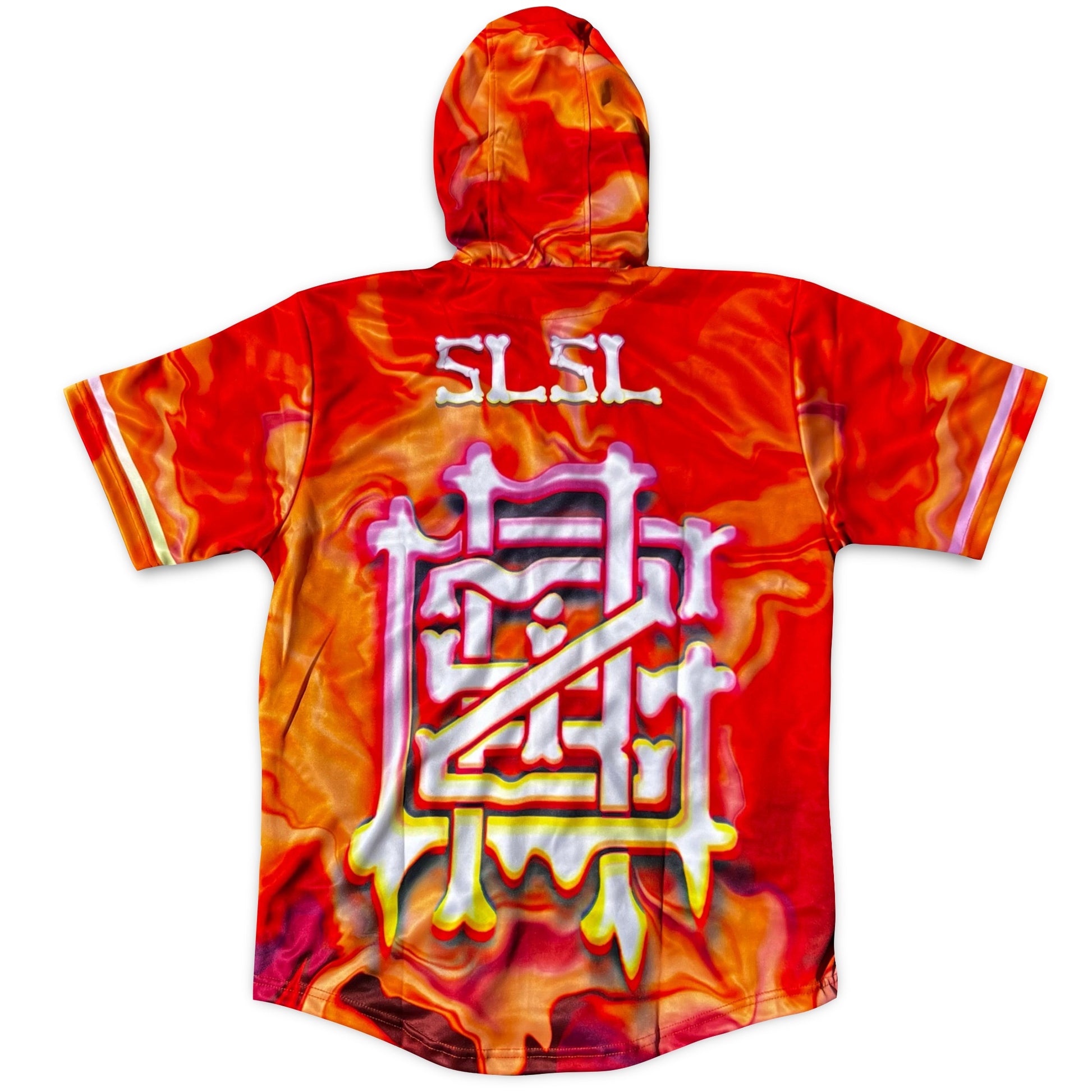 Drip Drop Labs GrizDrip Sunrise hooded baseball jersey with vibrant sunrise design and team-inspired details.