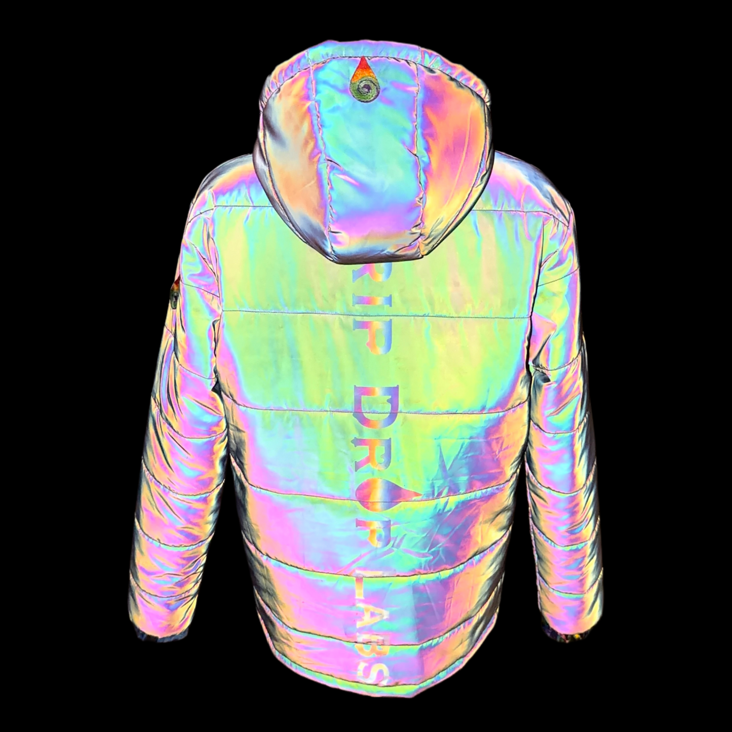 Holographic Dual Reflective Puffer Jacket - EDM Winter Coat - Drip Drop Labs