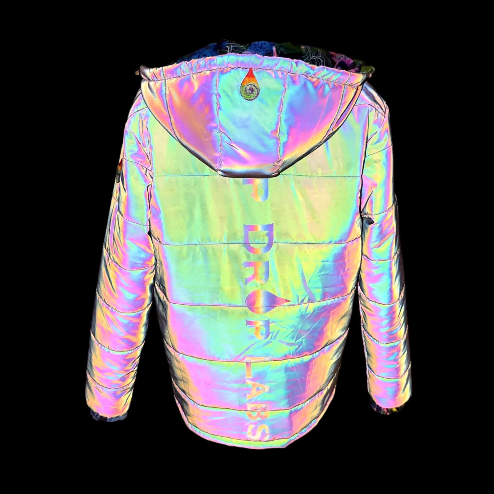 Holographic Dual Reflective Puffer Jacket - EDM Winter Coat - Drip Drop Labs