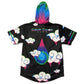 JuicyDrip hooded baseball jersey by Drip Drop Labs featuring a stylish design with a hood and classic baseball jersey style.