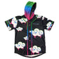 JuicyDrip hooded baseball jersey by Drip Drop Labs, featuring a stylish design with a hood and classic baseball jersey details.