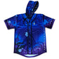 Black hooded baseball jersey with Midnight Zodiac design by Drip Drop Labs, featuring zodiac symbols and a casual fit.