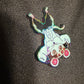 Muscle Muscle Mice enamel pin by Drip Drop Labs featuring a detailed mouse illustration on a metal pin.