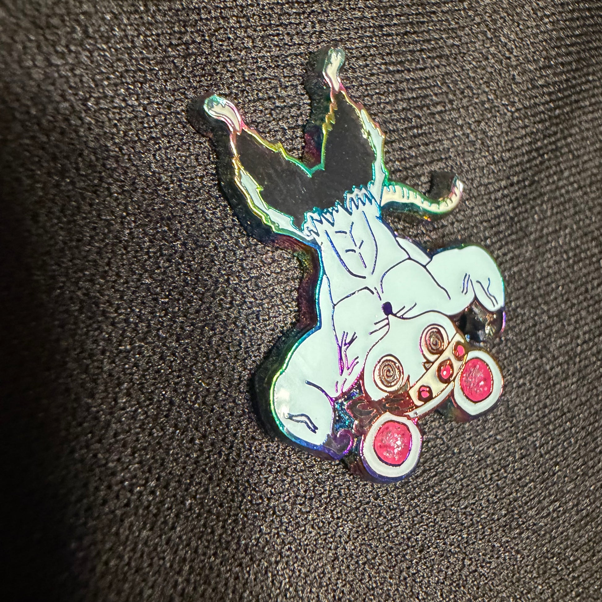 Muscle Muscle Mice enamel pin by Drip Drop Labs featuring a detailed mouse illustration on a metal pin.