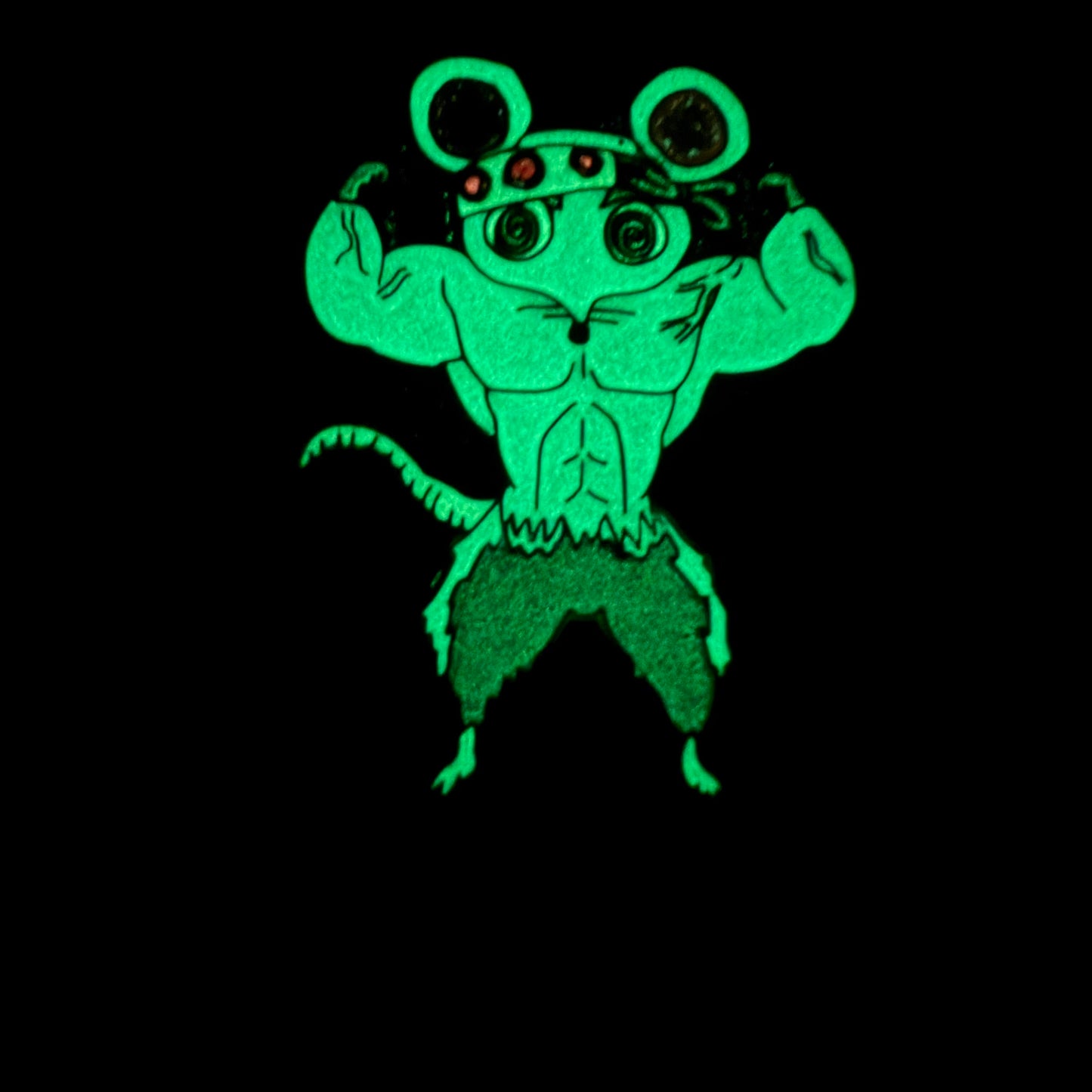 Drip Drop Labs Muscle Muscle Mice enamel pin featuring a detailed mouse design on a metal pin back.