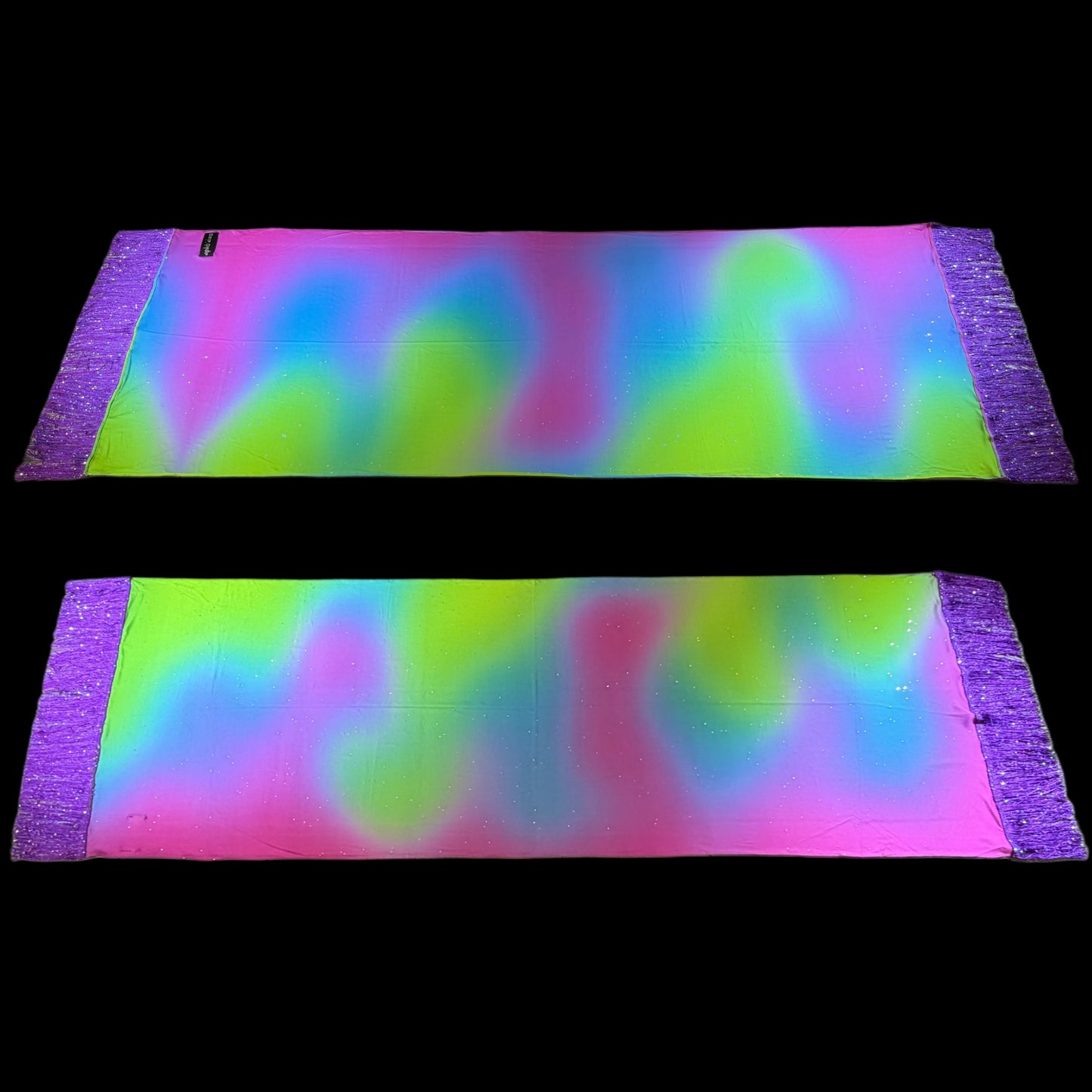 Neon Nights Galactic Pashmina scarf by Drip Drop Labs featuring vibrant, cosmic-inspired colors and soft, flowing fabric.