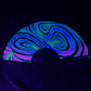 Drip Drop Labs Neon Waves Glow Fan with vibrant neon design, handheld fan for cooling and visual effect.