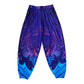 Bright neon waves pattern on Drip Drop Labs parachute pants with a relaxed fit and adjustable waistband.