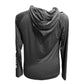 Drip Drop Labs athletic performance hoodie, black with logo, showing front view with hood and breathable fabric.