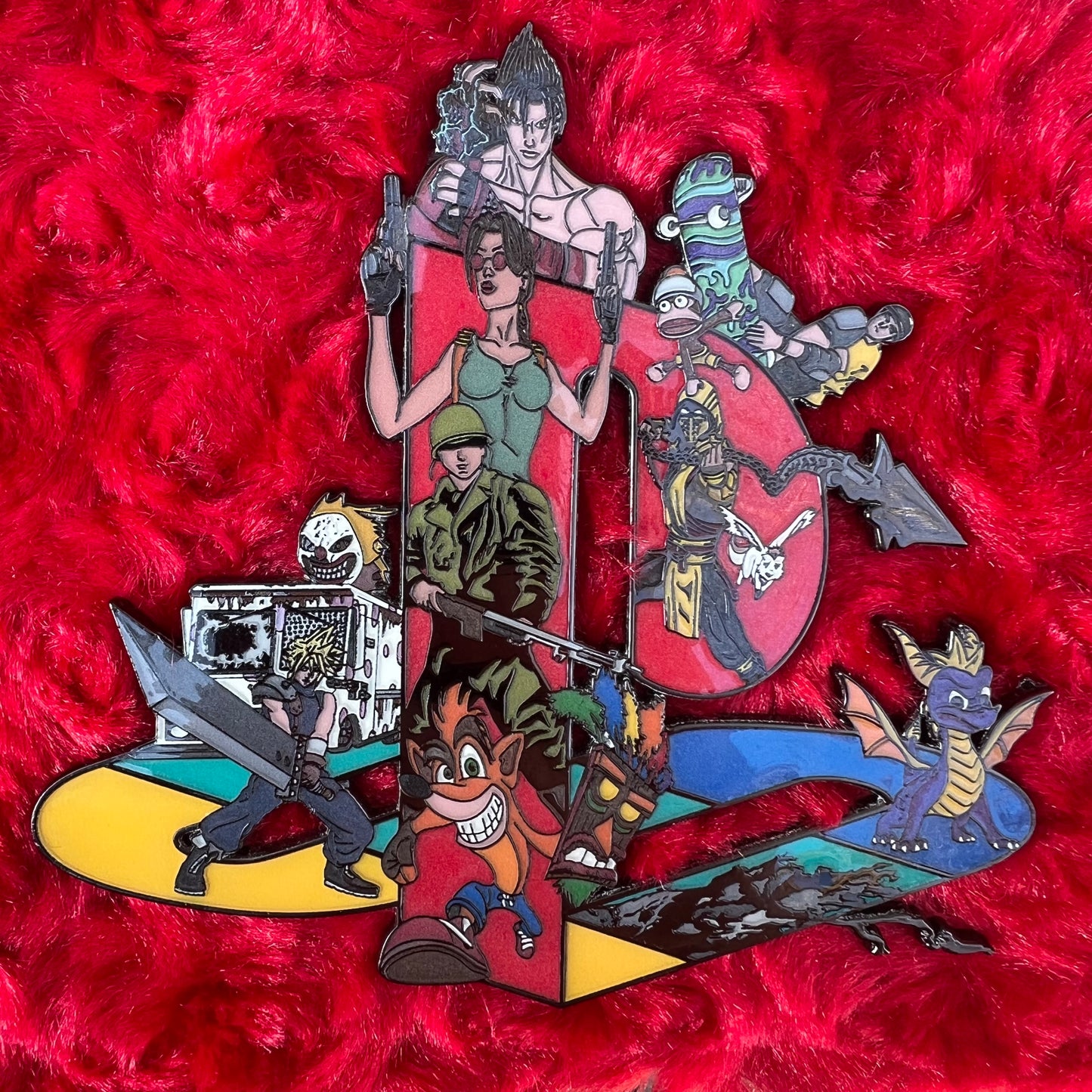 Drip Drop Labs PS Tribute pins featuring collectible enamel pin design with vibrant colors and detailed artwork.