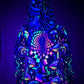 Rainbow Portal Hooded Rave Romper by Drip Drop Labs featuring a psychedelic design and vibrant rainbow colors.