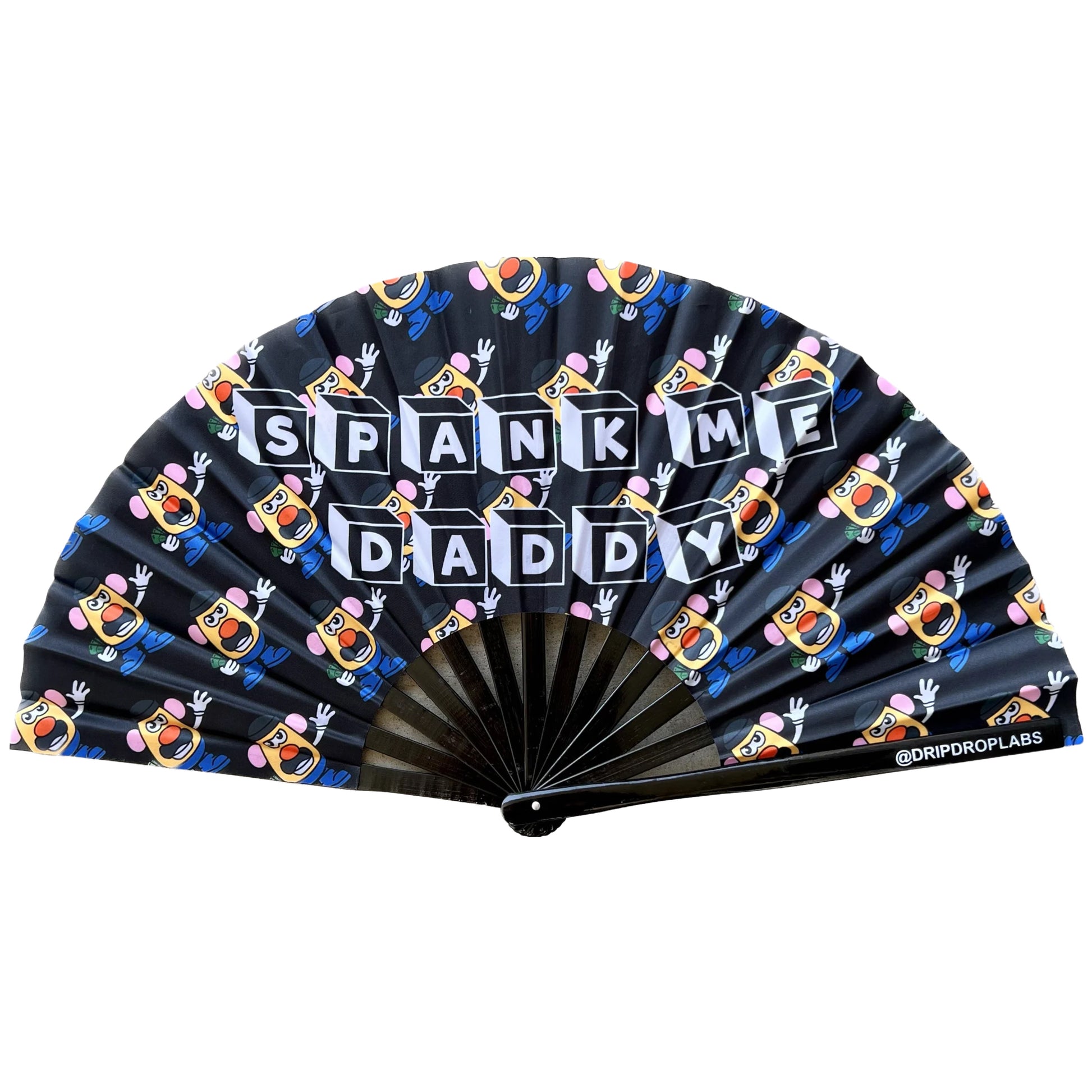 Glow fan by Drip Drop Labs from the Spank Me collection, featuring vibrant neon lights and a sleek fan design.