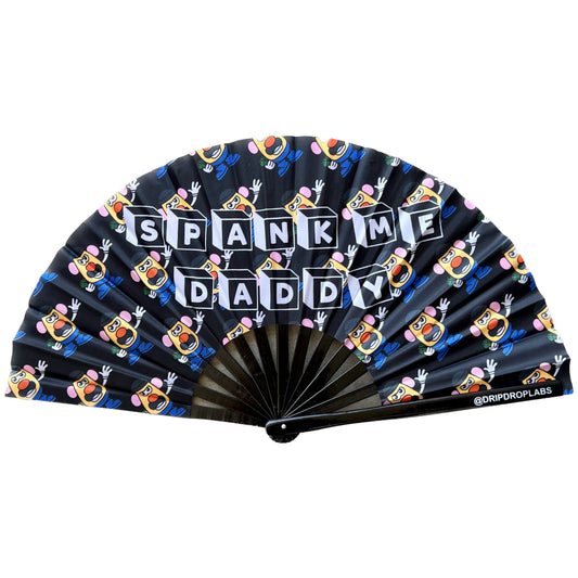 Glow fan by Drip Drop Labs from the Spank Me collection, featuring vibrant neon lights and a sleek fan design.